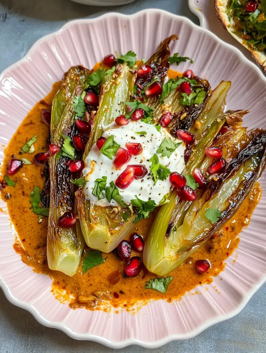 Un plat de légumes rôtis accompagnés de yaourt, graines de grenade et herbes fraîches nappés d'une sauce aux épices.