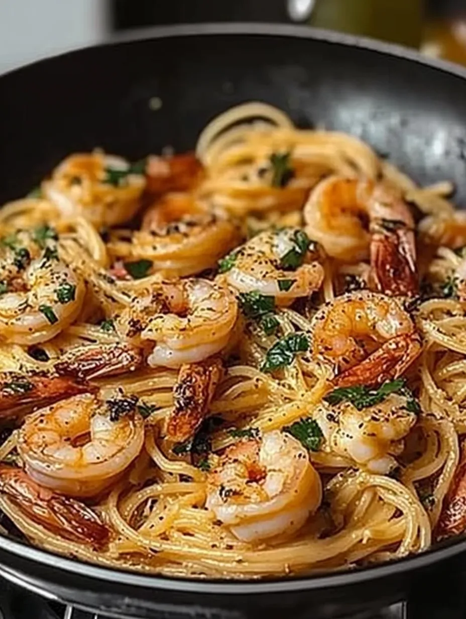 Délicieux Spaghetti aux Crevettes et à l'Ail
