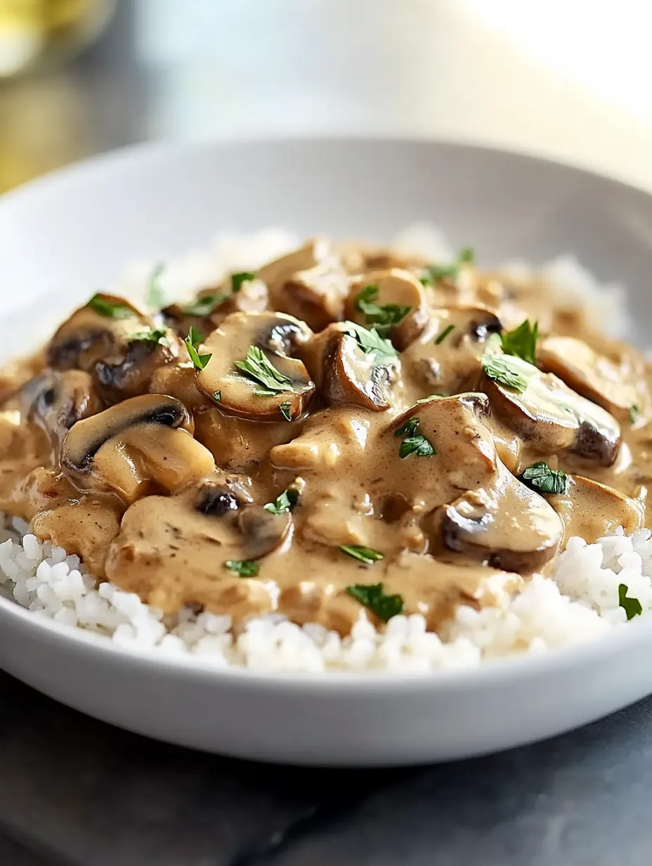 Stroganoff Champignons avec Riz Complet