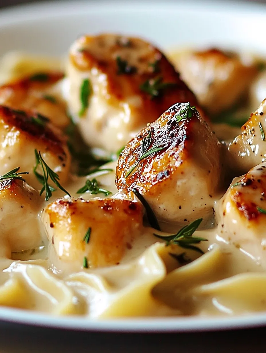 Délicieuses pâtes au poulet façon italienne nappées de sauce crémeuse