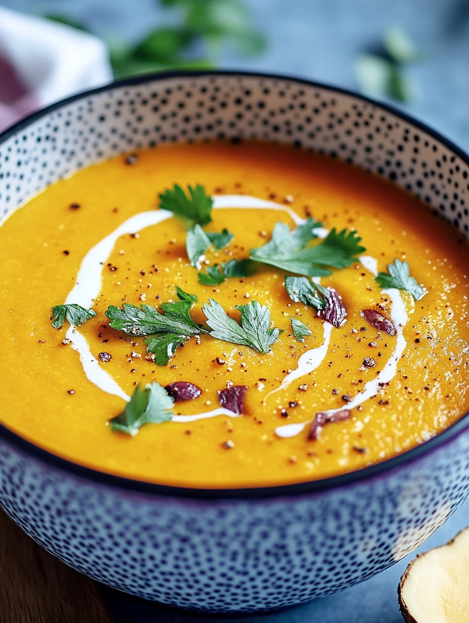 Soupe de Carottes au Lait de Coco et Curcuma et coriandre