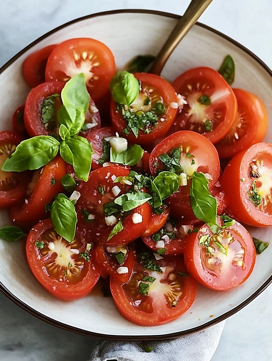 Salade de tomates garnie d'herbes