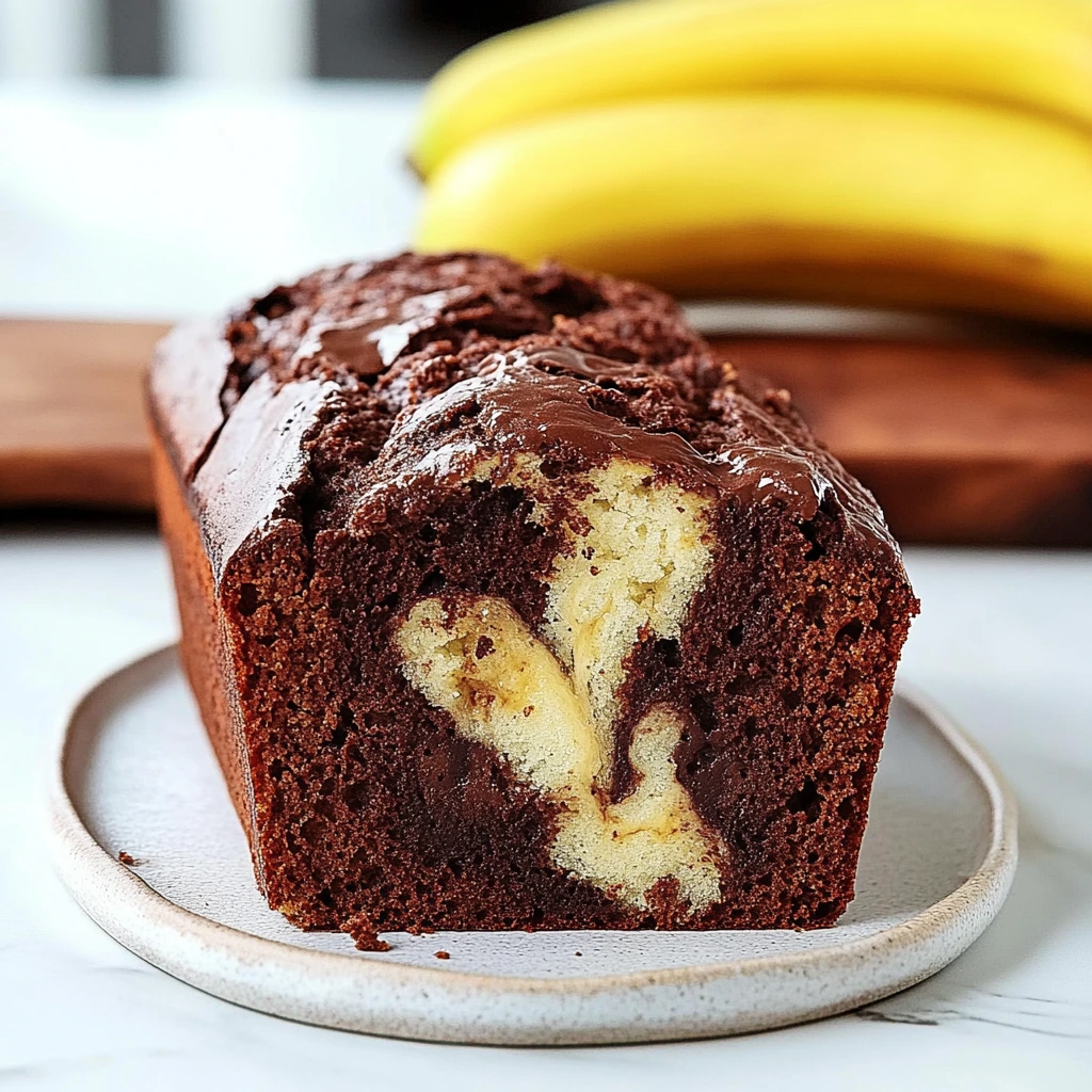 Gâteau banane marbré chocolat, préparation simple