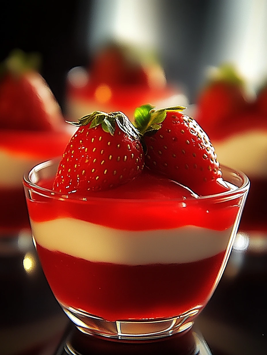 Verrines multicouches à la gelée de fraises