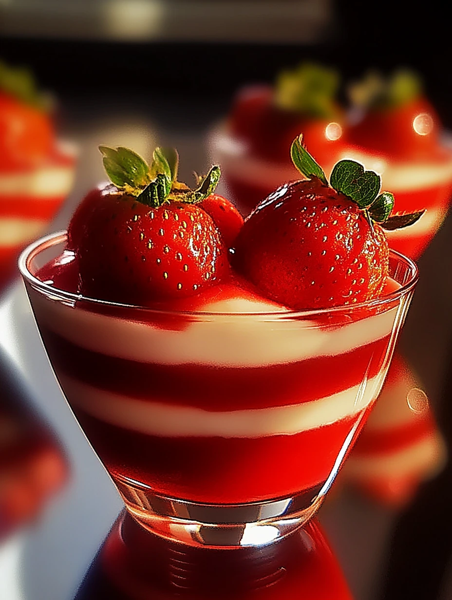 Belles verrines de gelée aux fraises
