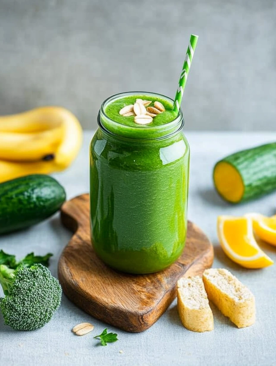 Verre de smoothie vert rafraîchissant