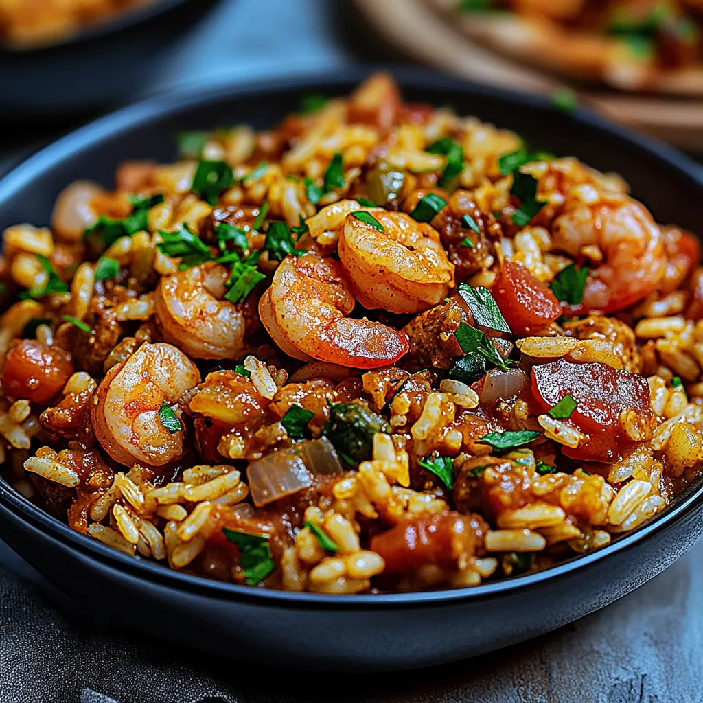 Jambalaya en préparation avec poulet et saucisse