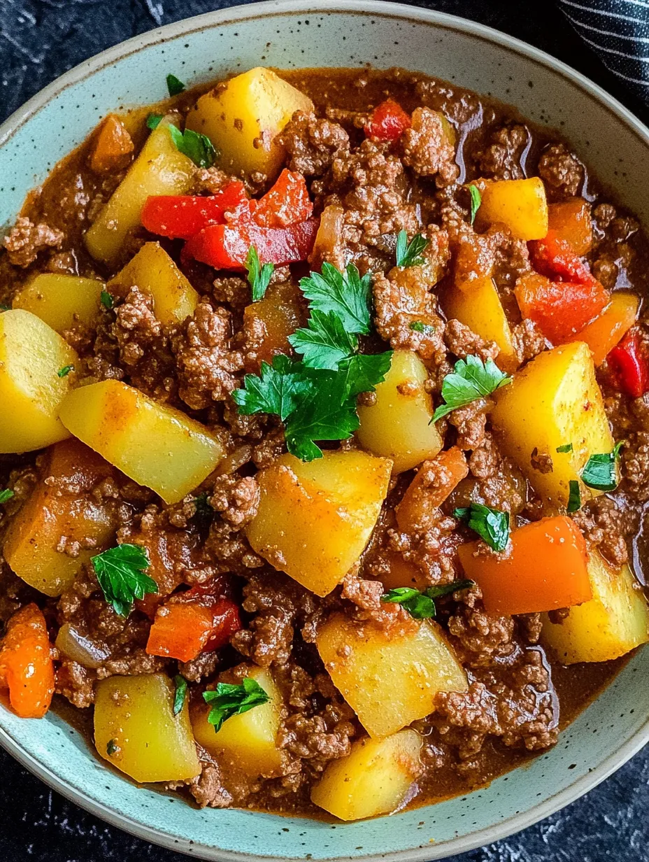 Ragoût campagnard savoureux avec viande hachée & pommes de terre