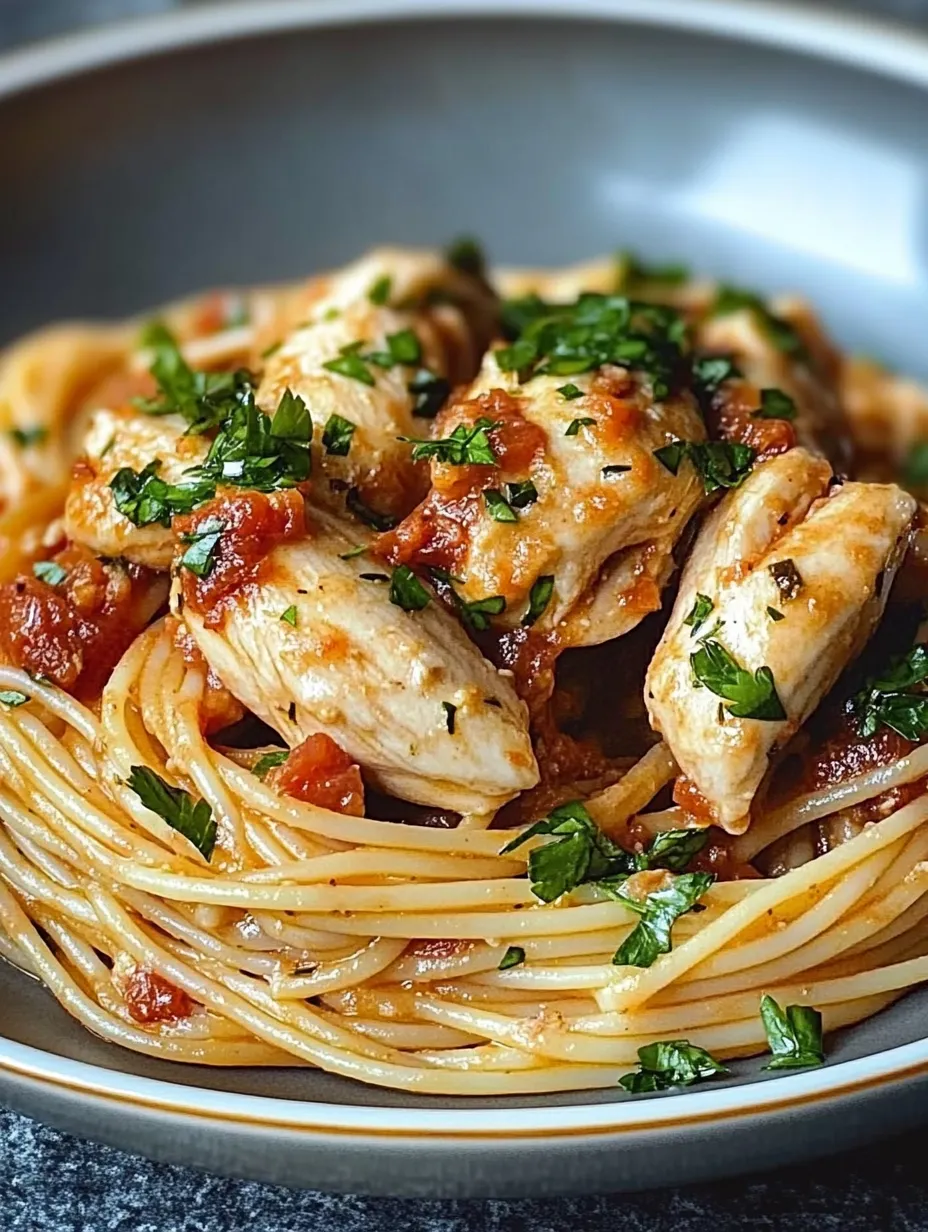 Assiette de Spaghetti au Poulet Monterey Jack crémeux