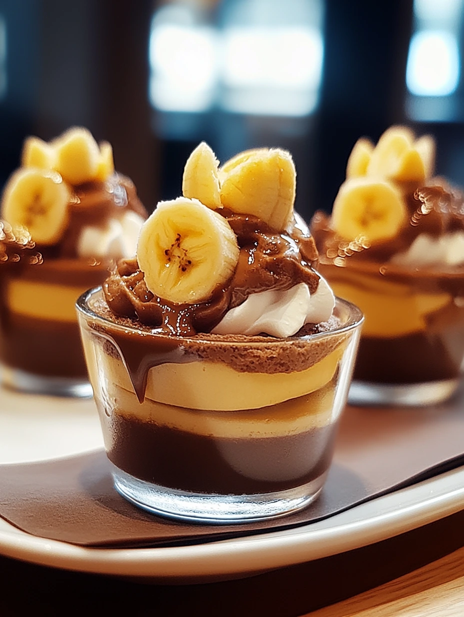 Coupes bananes caramel et chocolat