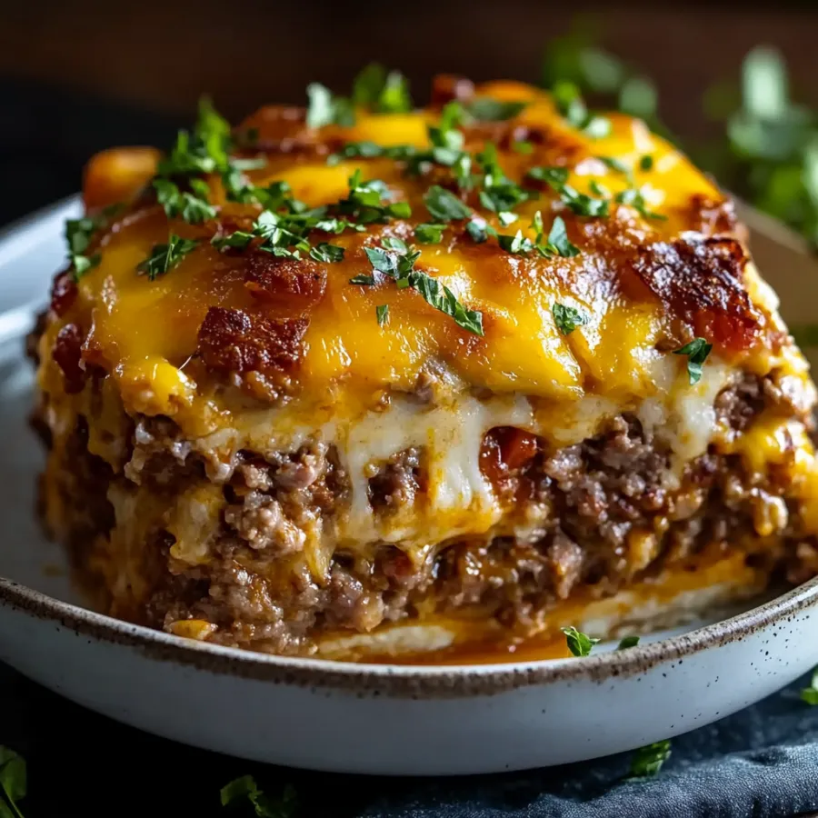 Gratin savoureux de viande hachée avec cœur de fromage fondu