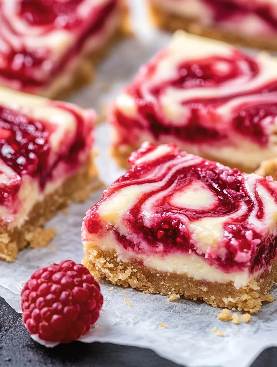 Barres de cheesecake aux framboises douces et acidulées