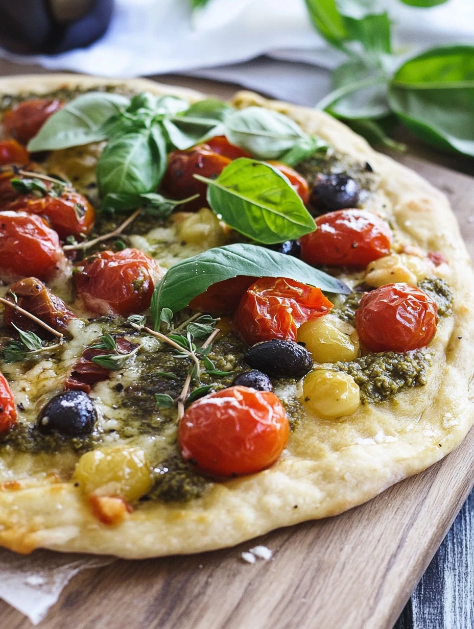Pizza au pesto et tomates cerises, recette maison