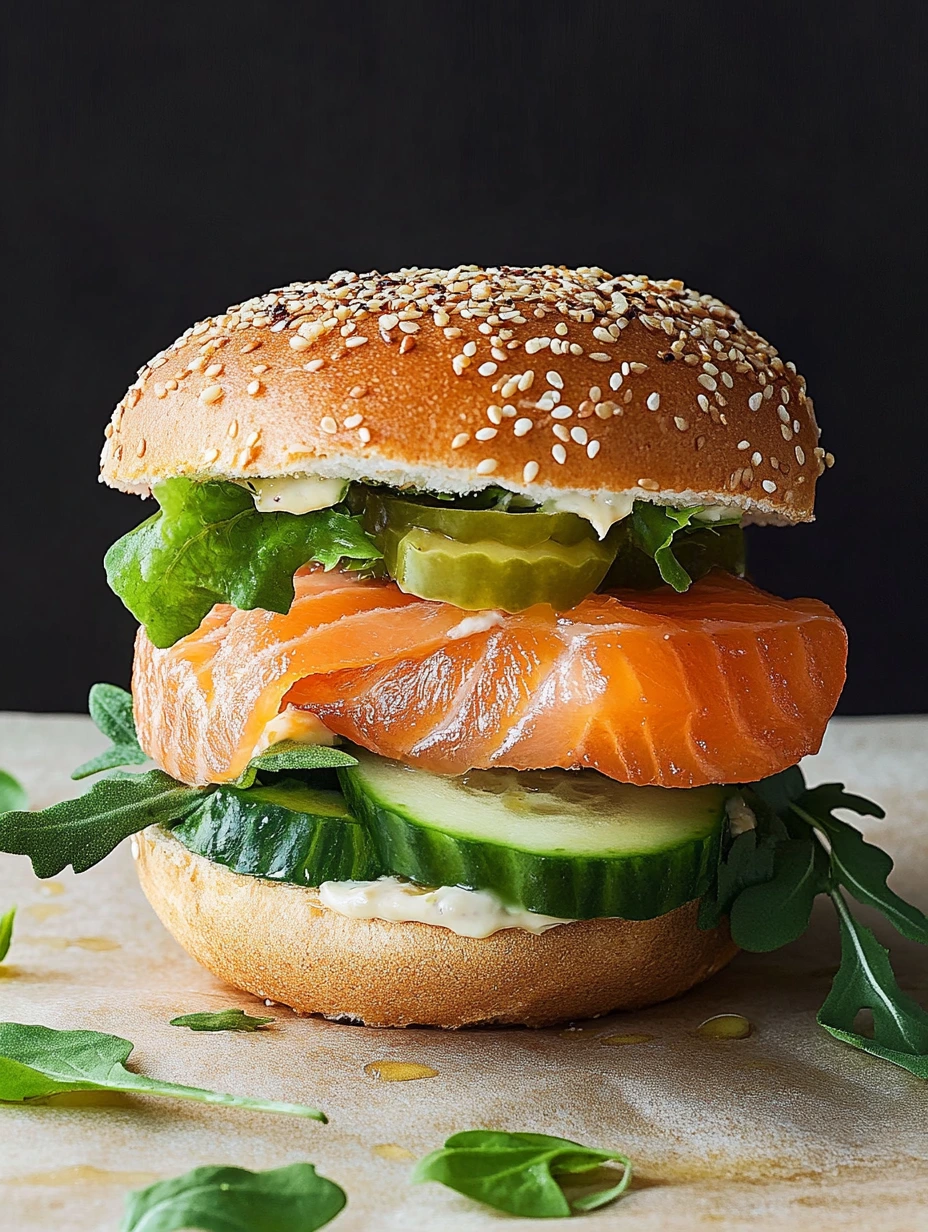 Burger au saumon fumé et concombre, burger rapide et healthy