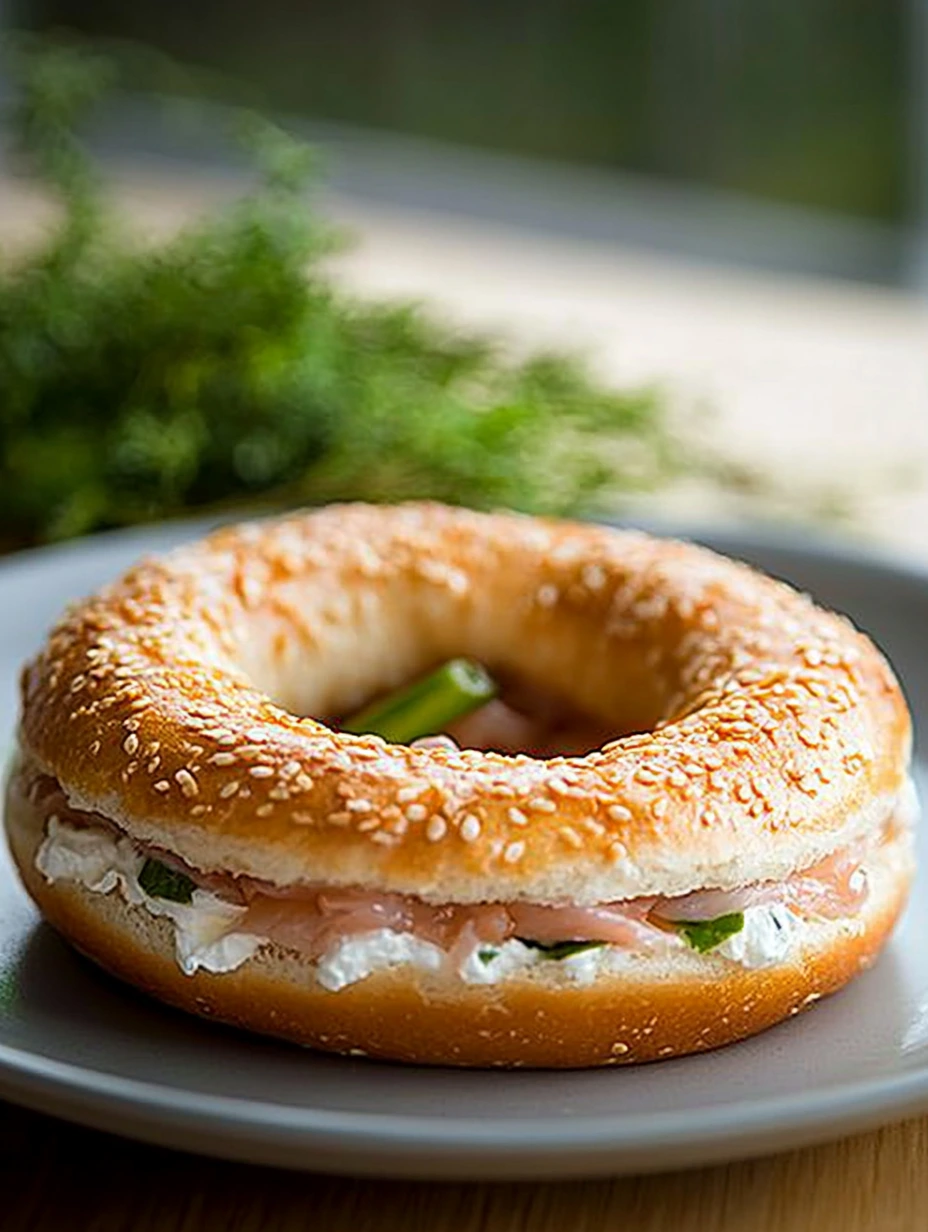 Bagel au thon et fromage frais à l'ail, variante