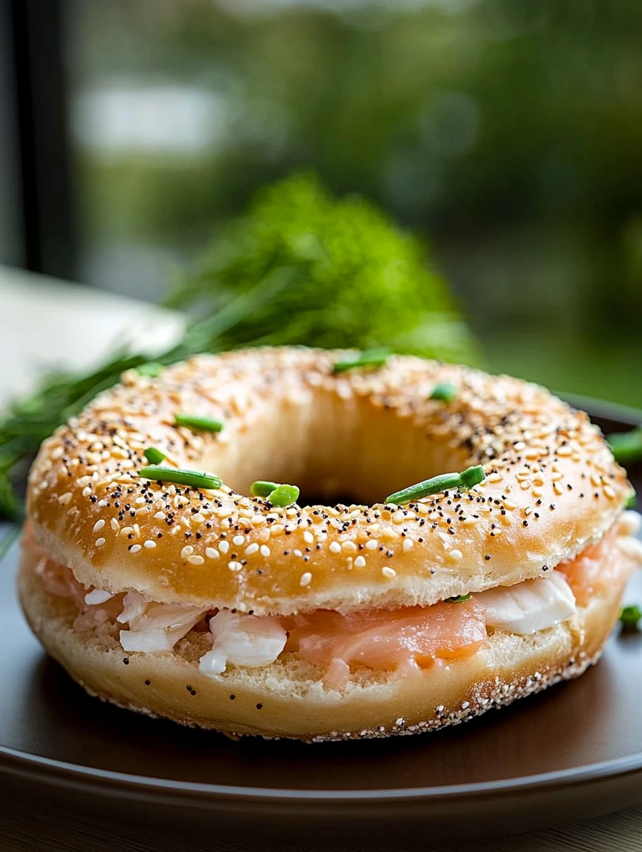 Bagel au saumon et fromage frais à l'ail