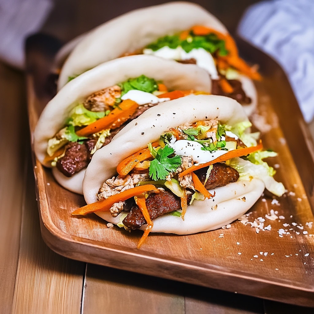 Petits pains vapeur asiatiques farcis à la viande