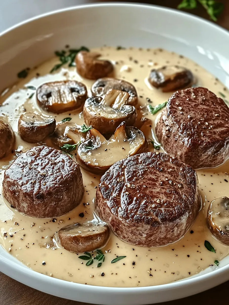 Filet Mignon Crémeux au Boursin et Champignons - Recette raffinée française