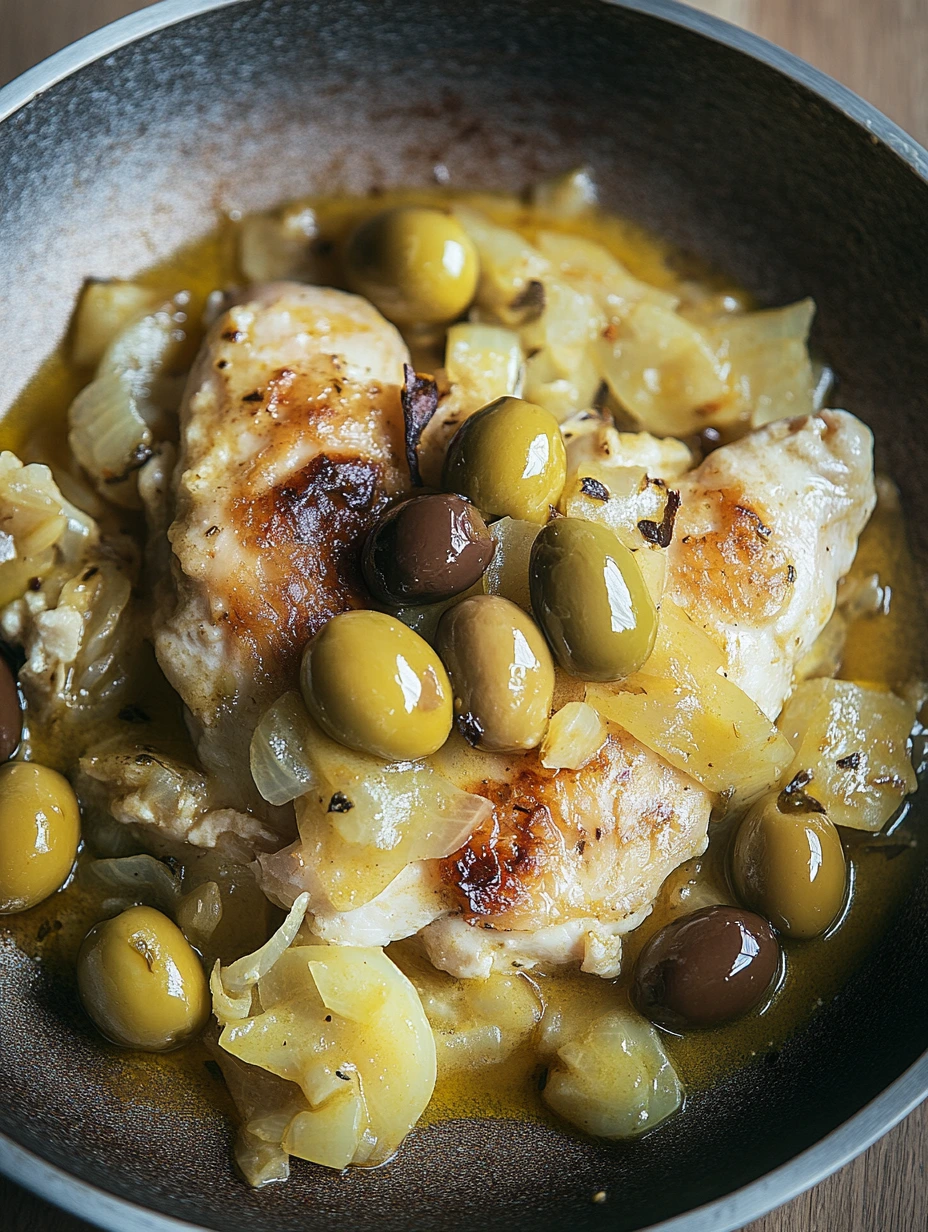 Recette africaine de Poulet Yassa à la moutarde et olives