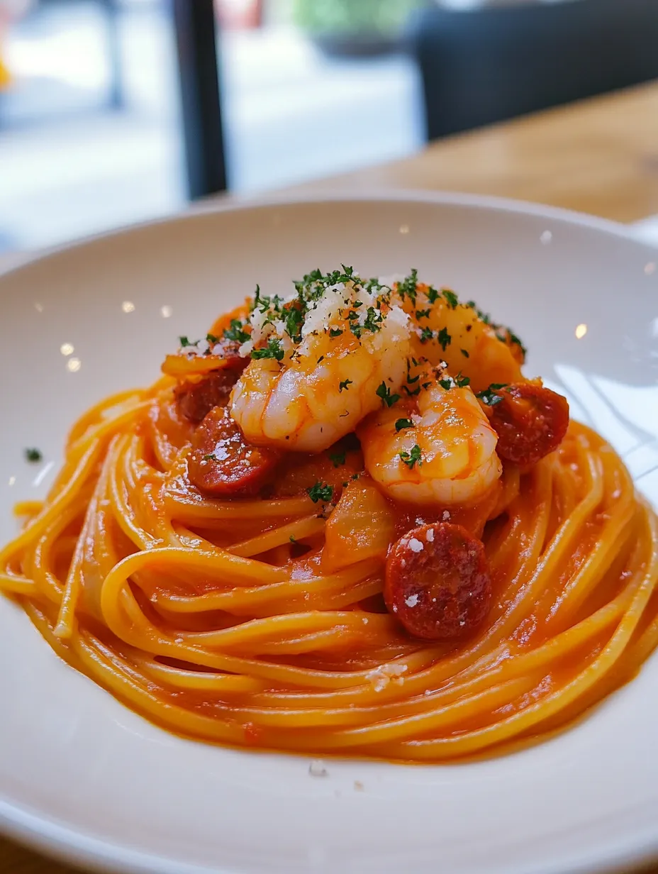 Spaghetti super gourmands avec poivron, chorizo et crevettes – Hyper simple à faire