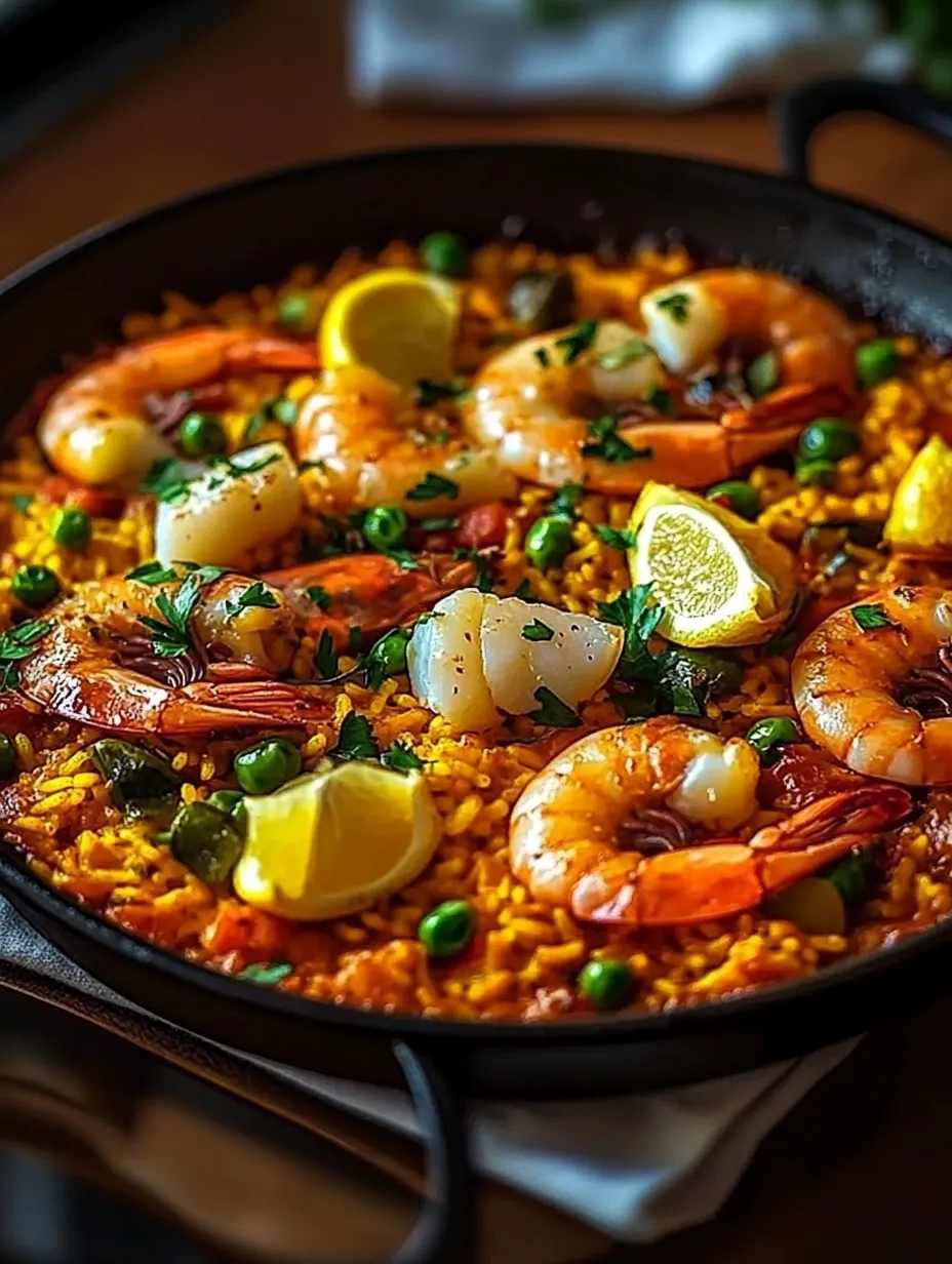 Paella aux fruits de mer façon Espagne, saveurs puissantes et authentiques.