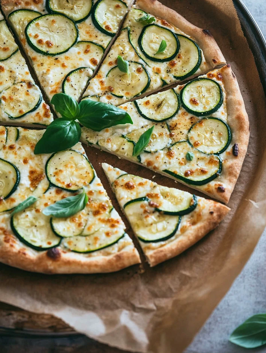 Pizza maison aux courgettes, ricotta et pignons