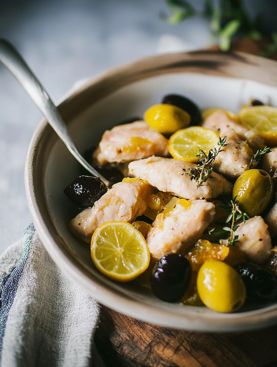 Sauté de dinde aux olives et citron