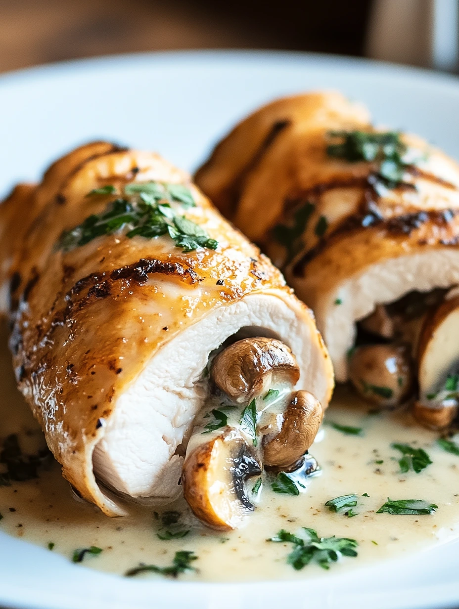 Roulé Poulet Épinards Champignons