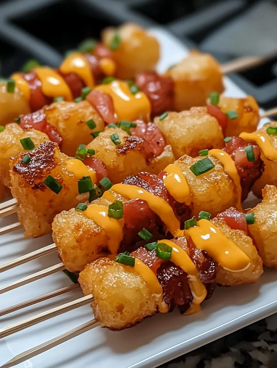 Brochettes de pommes de terre et sauces, pleines d’herbes sur un plateau.