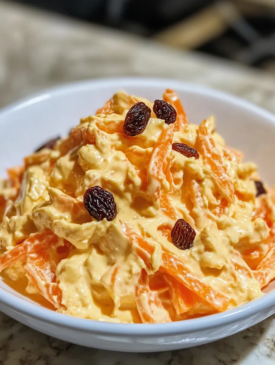 Une assiette de salade contenant des carottes, des raisins et des noix.