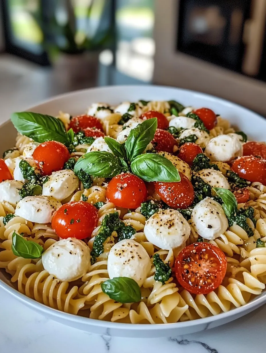 Une assiette de spaghetti avec des tomates, des basilic et des fromages.