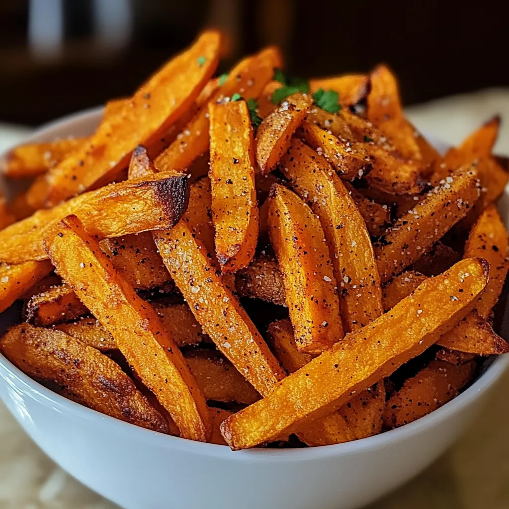 Un bol de frites de patates douces dorées.