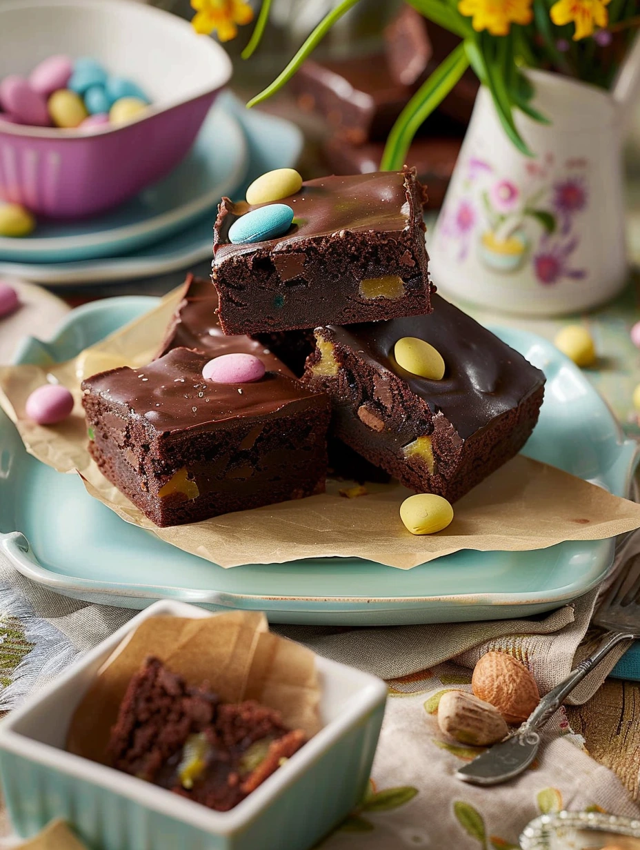 Brownies de Pâques avec des petits oeufs