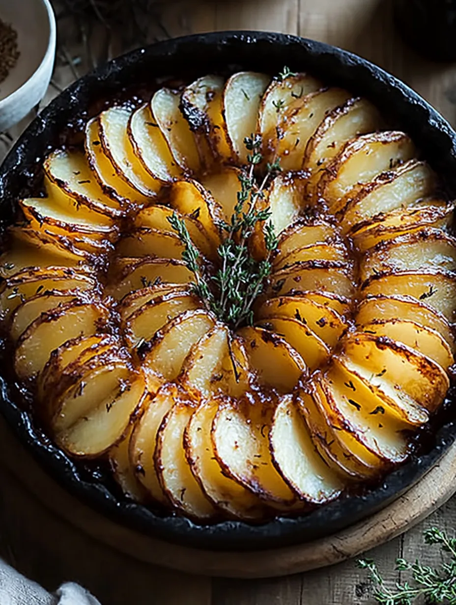 Une tarte aux pommes avec des herbes fraîches.