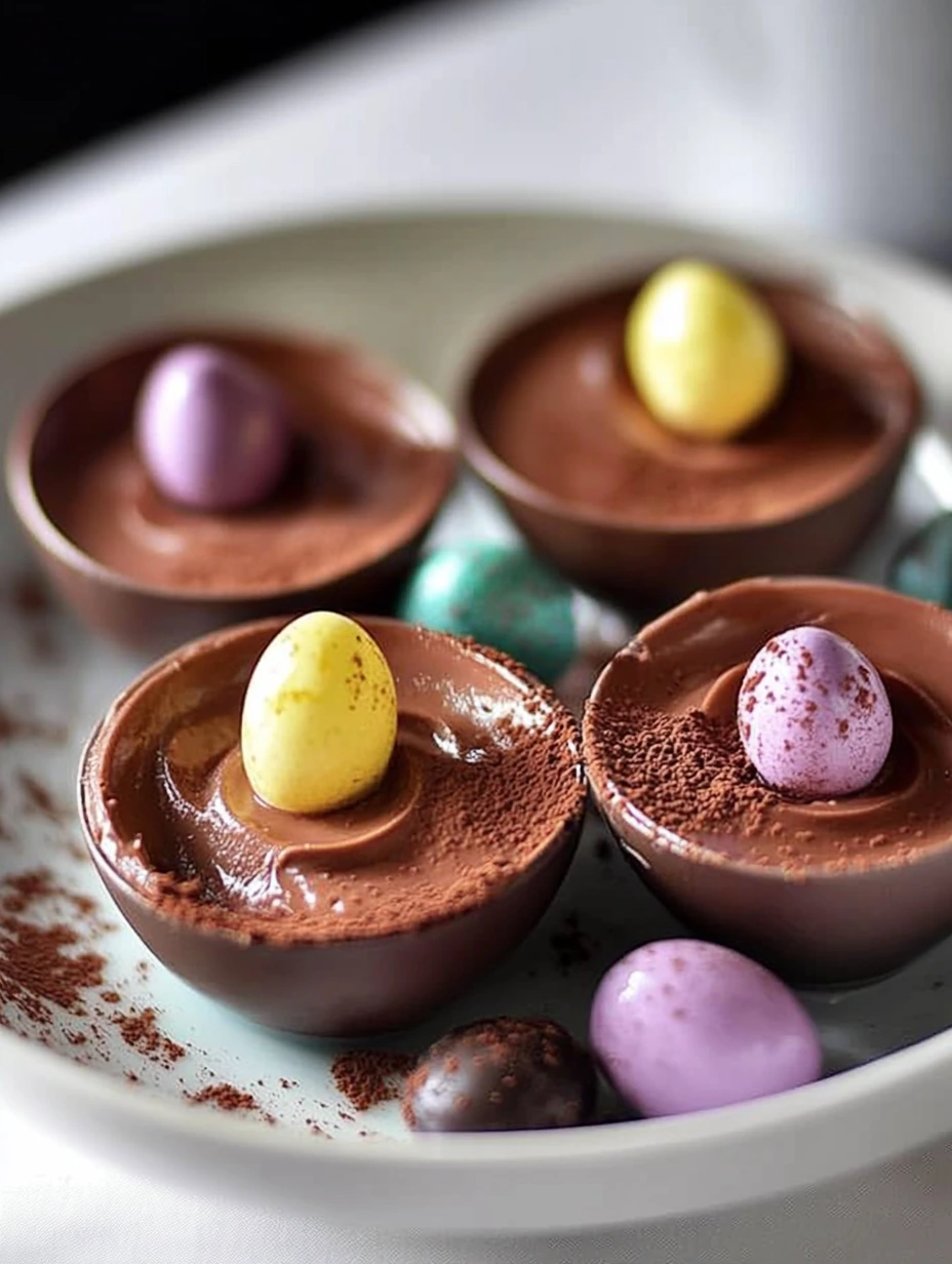 2 Nids de Pâques à la mousse au chocolat