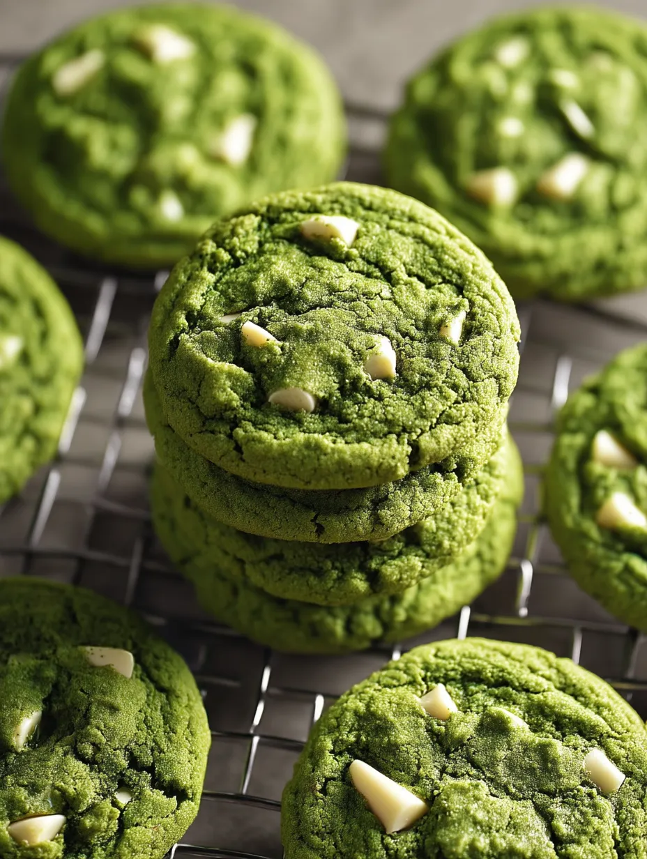 Un tas de cookies verts avec éclats de cacao.