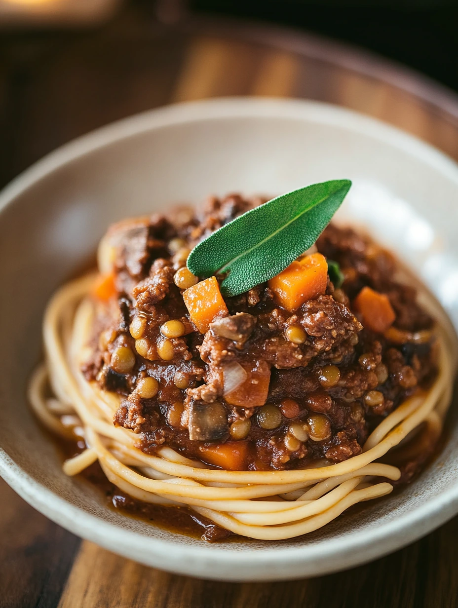 Bolognaise végétarienne aux lentilles ,  champignons