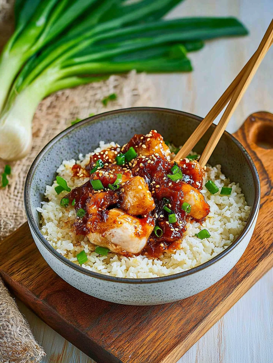 Poulet caramélisé au miel et riz très bon