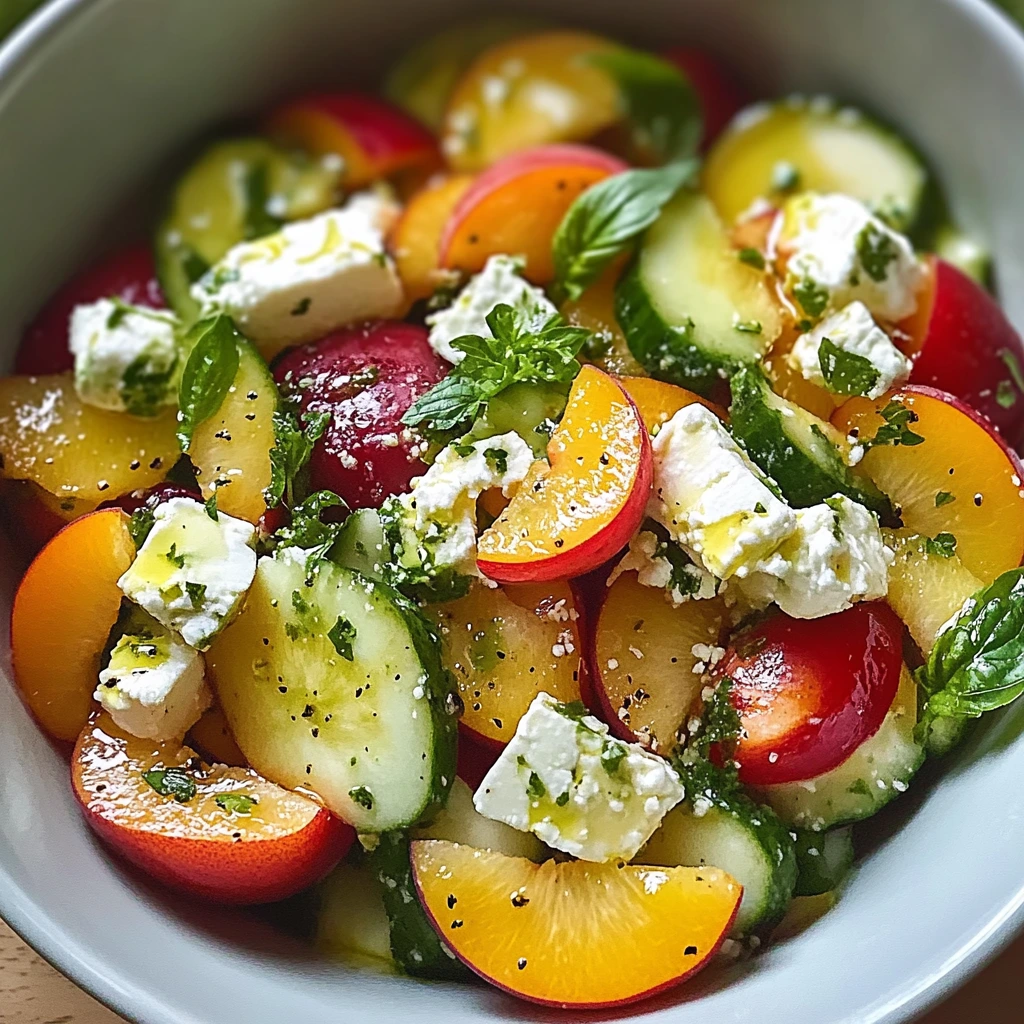 Salade de nectarine, concombre et feta