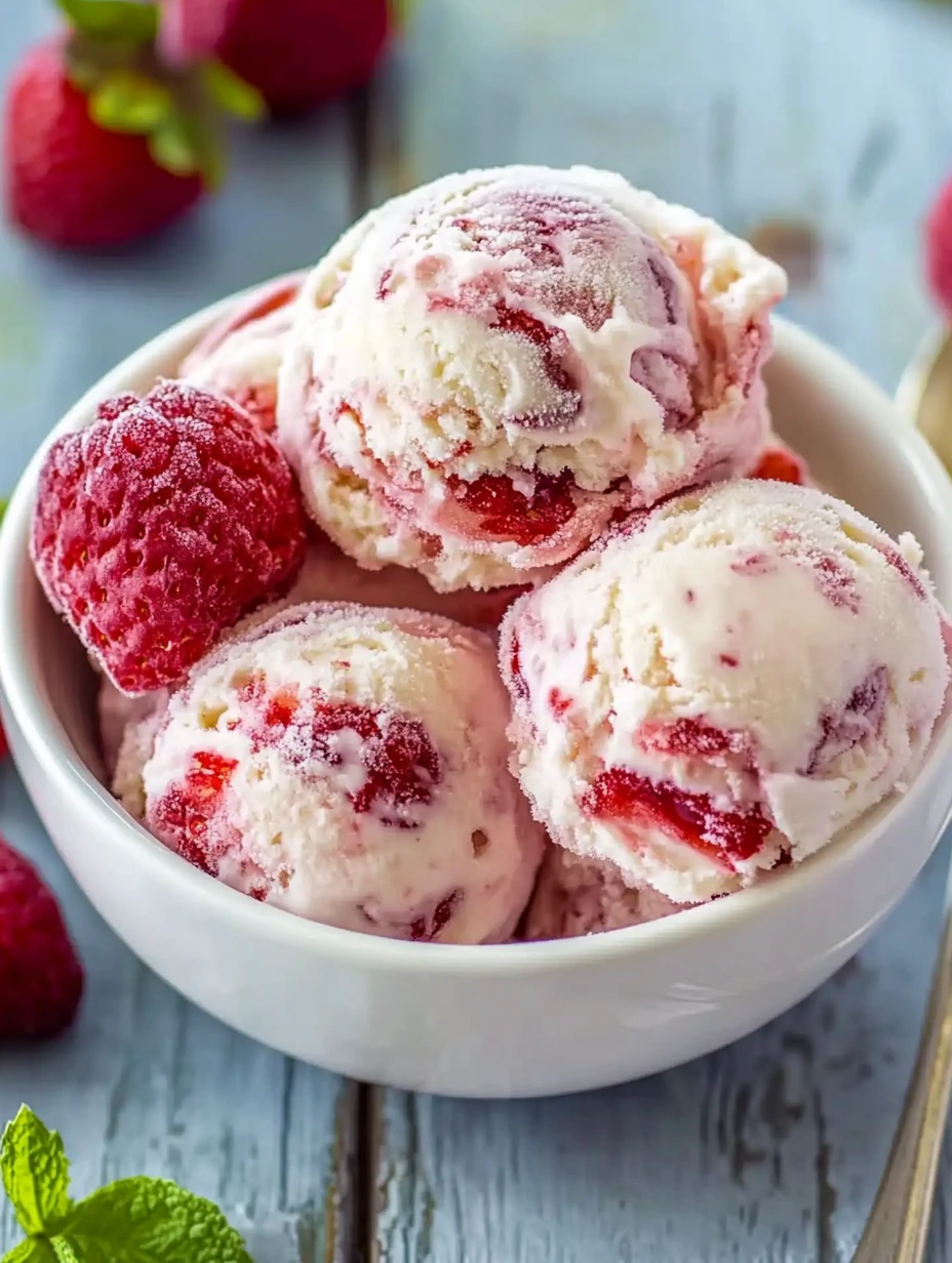 Glace maison fraise vanille sans sorbetière