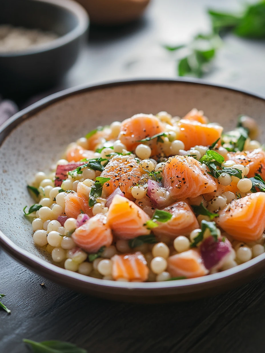 Salade été de pâtes Perles au Saumon