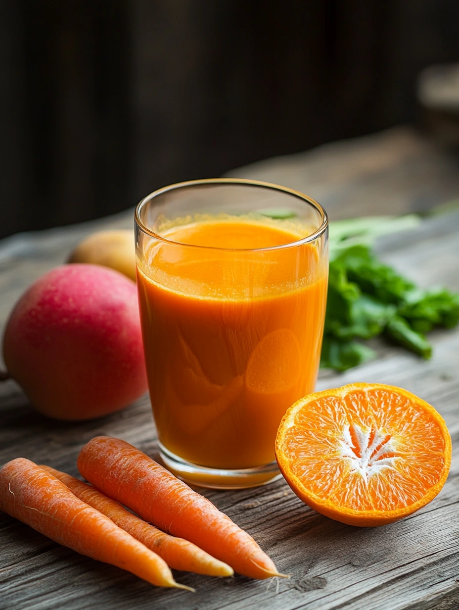 Jus detox pommes, carottes, orange et gingembre