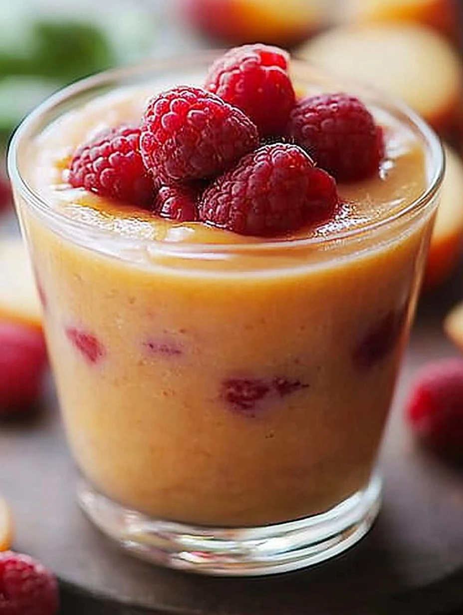Smoothie à la pêche et framboises