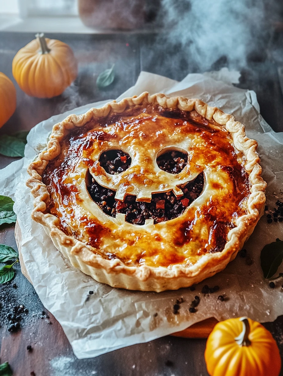 Une tourte végétarienne Mr Jack pour Halloween.