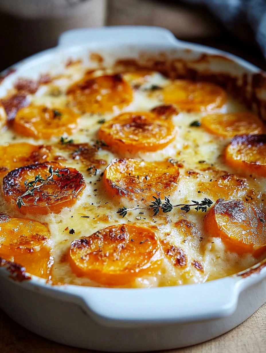 Une casserole de butternut et de pommes de terre.