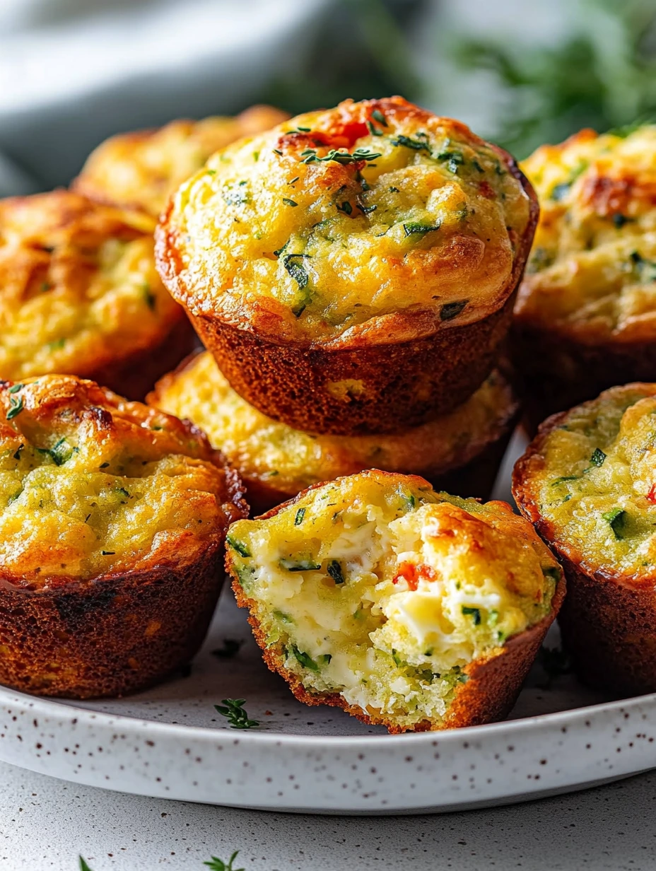 Des muffins salés avec des courgettes et du fromage.
