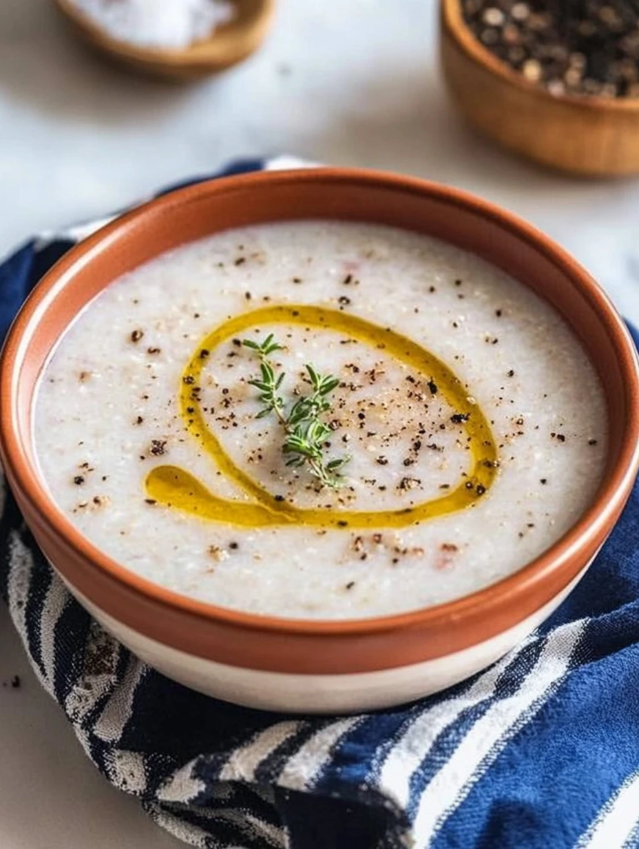 Une soupe d'orge à la marocaine dans un bol en terre.