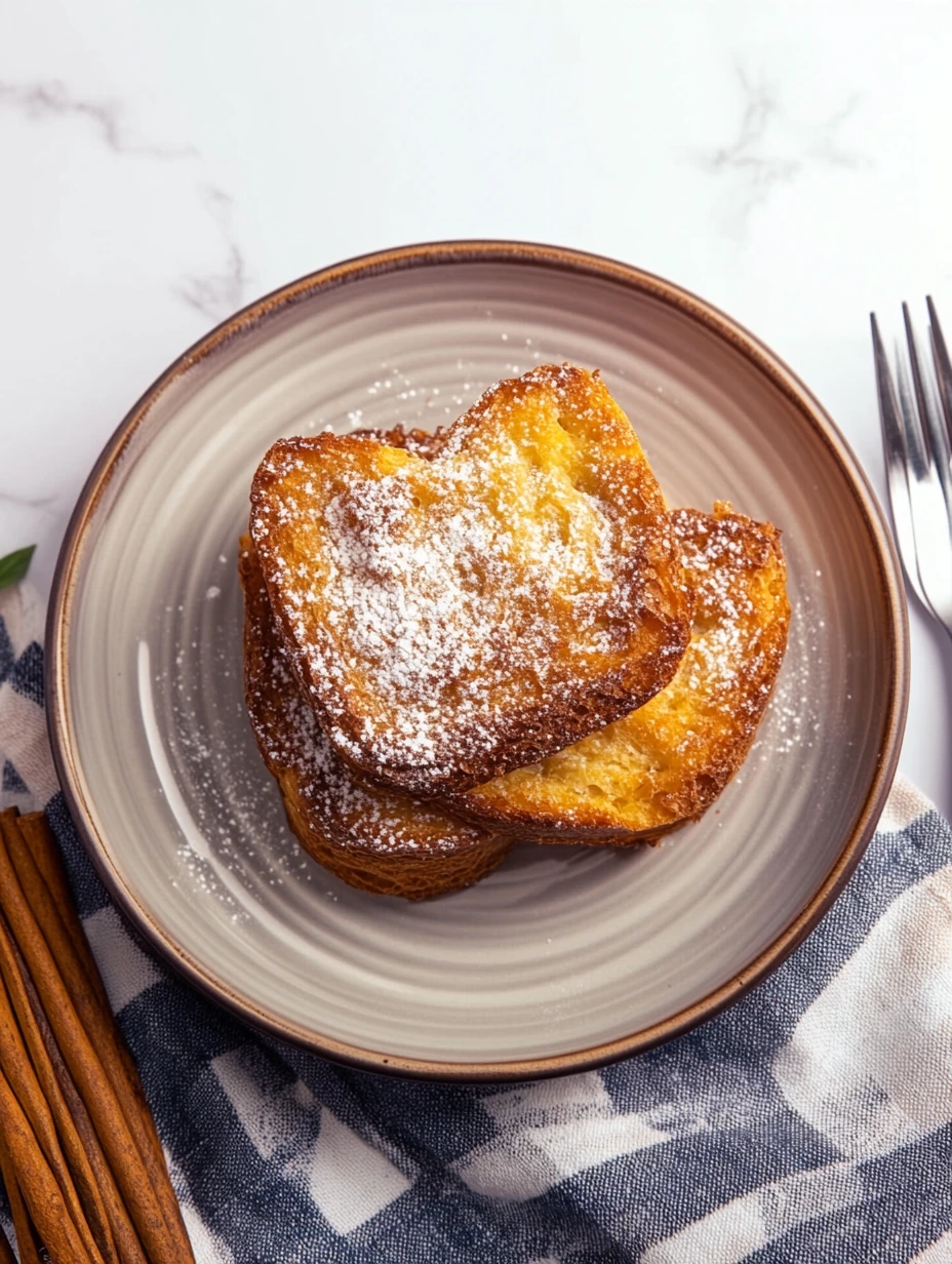 Une assiette contenant des brioche perdue.