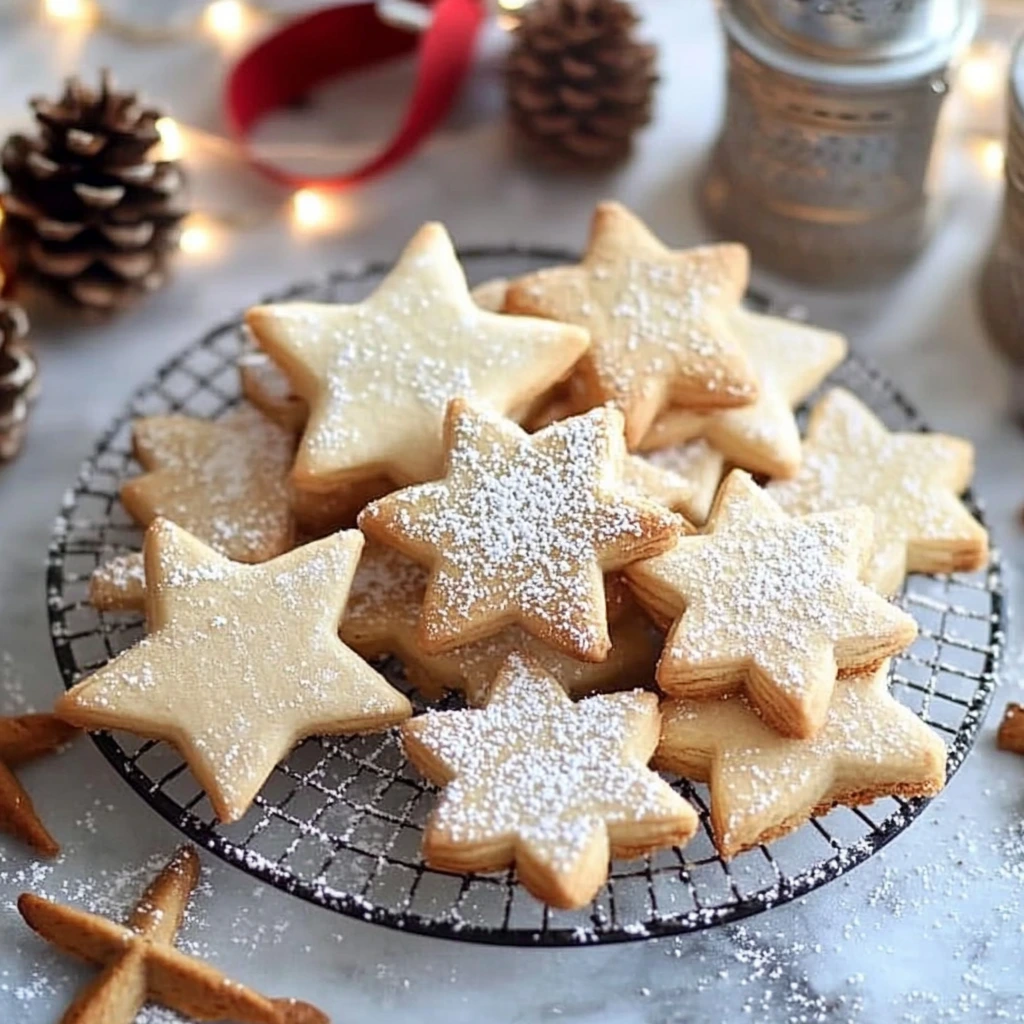 Une pile de petits sablés de Noël.