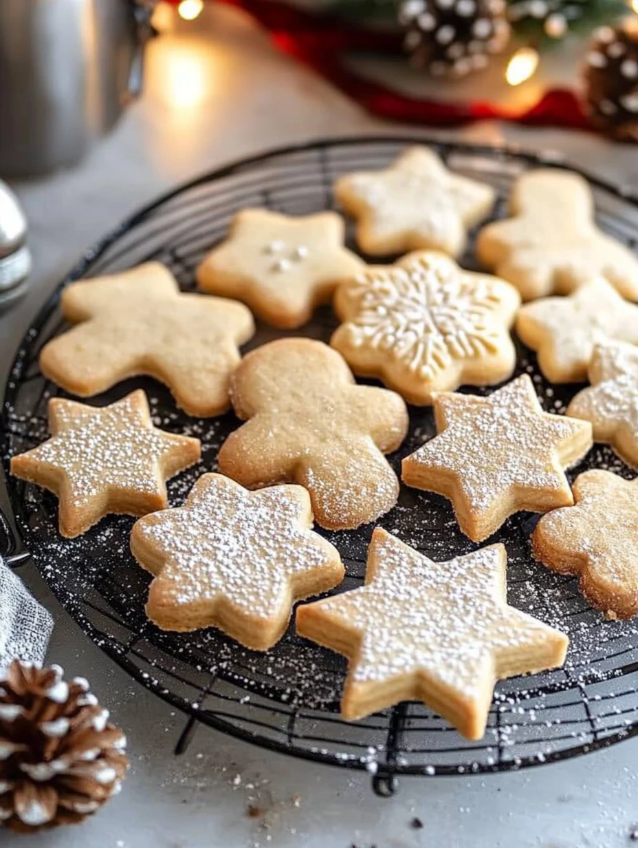 Une plaque de métal contenant des sablés de Noël.